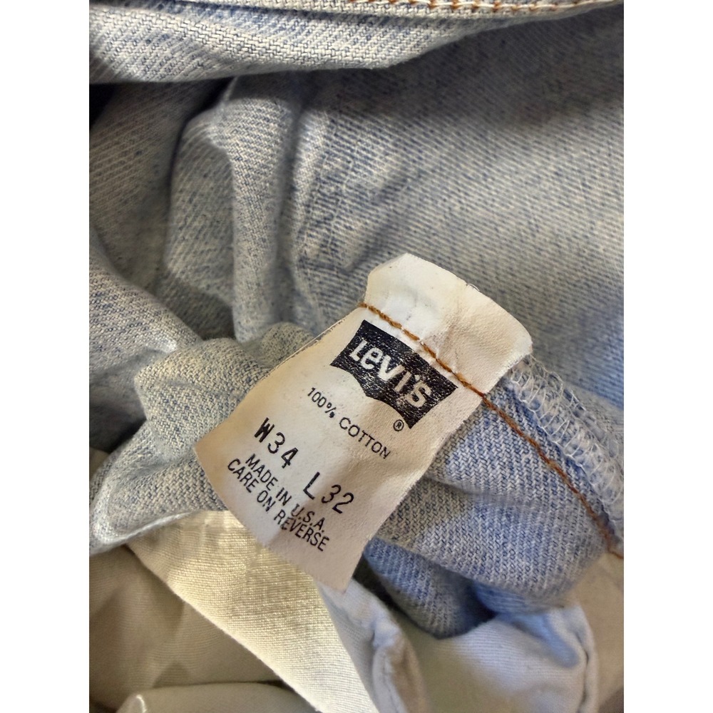 Levis 505 Jeans Mens 34x32 Light Wash Fair Vintage Made in USA 90s Straight Leg - Picture 4 of 8